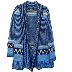 Y2K Notations Womens Cardigan Sweater Extra Large XL Open Front Striped Western